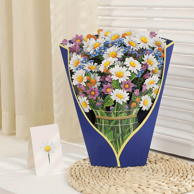 3D Pop Up Flower Bouquet Greeting Card, The Perfect Multifunctional Card For Father's Day, Birthdays, Moving, Blessings, And Thank Yous