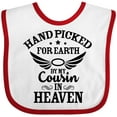 thumbnail image 3 of Inktastic Handpicked for Earth by My Cousin in Heaven with Angel Wings Boys or Girls Baby Bib, 3 of 4