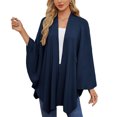 thumbnail image 4 of Tao Tao Women's Elegant Shawl Wraps Soft Open Front Poncho Solid Sweater For Spring Fall Winter Soft Comfortable Shawl Cape Navy, 4 of 4