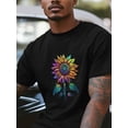 thumbnail image 2 of Camisetas de girasoles de granja para hombre, camisetas de manga corta para hombre, camisetas de cuello redondo con arte floral abstracto para hombre, camisetas para hombre, negro-S, 2 of 8