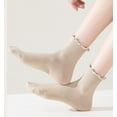 thumbnail image 6 of Ruffle Socks Cute Cotton Summer Breathable 5 Pairs Crew Socks Solid Color for Women Gift, 6 of 9