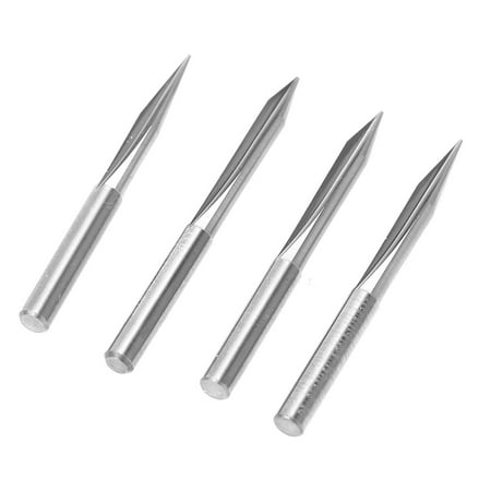 

V-Shaped Engraving Bit High Speed 4Pcs V-Shaped Carving Cutter 4x0.5x15/4x0.5x20/4x0.5x25/4x0.5x30 2-Edged Engraving Bit For Engraving Tool