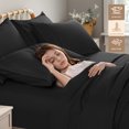 thumbnail image 5 of SONORO KATE 6 Pieces Bed Sheet Set, 1800 Series Soft Microfiber King Sheets with 16" Deep Pocket, Black, 5 of 7