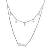 Personalized Planet Rhodium or Gold Plated Layered Name Necklace with Flower Charms ,Women's
