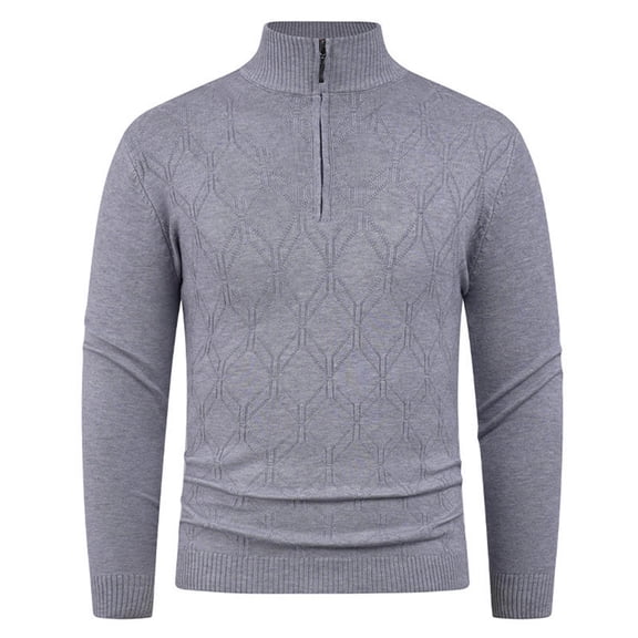 XUNKUSGA Mens Sweaters Fashion Quarter Zip Slim Fit Pullover Sweater Casual Long Sleeve Sweaters for Men Soft Lightweight Warm Knit Sweater with Ribbing Edge M-3XL Gray