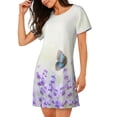thumbnail image 2 of Disketp Lavender and Butterfly para Camisón Corto de Manga Corta para Mujeres, Camisón Cómodo con Escote Redondo, Bonito y Confortable, 2 of 6