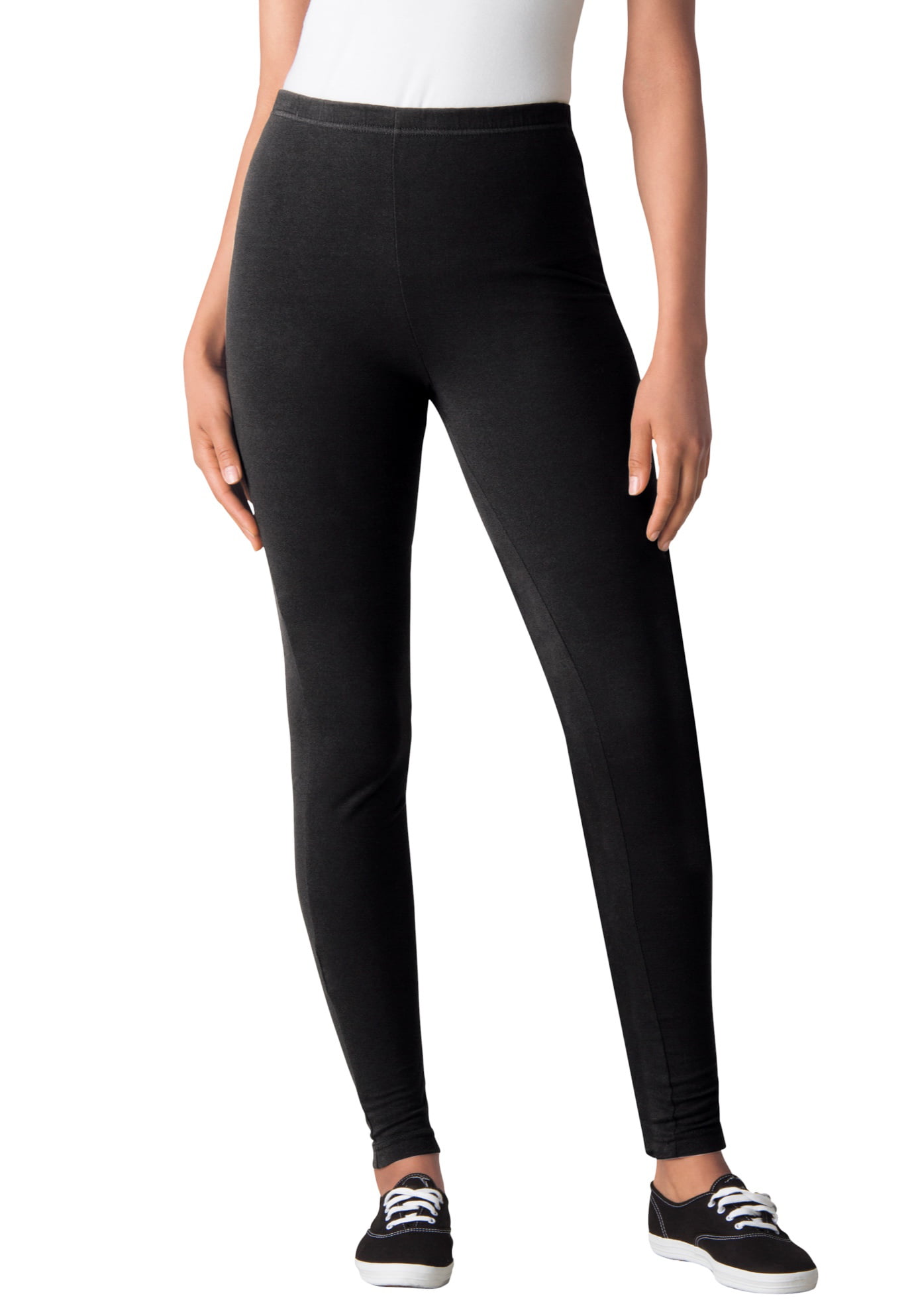 Women With Control Petite Pull On Leggings With Side Panels Size L Black Color 