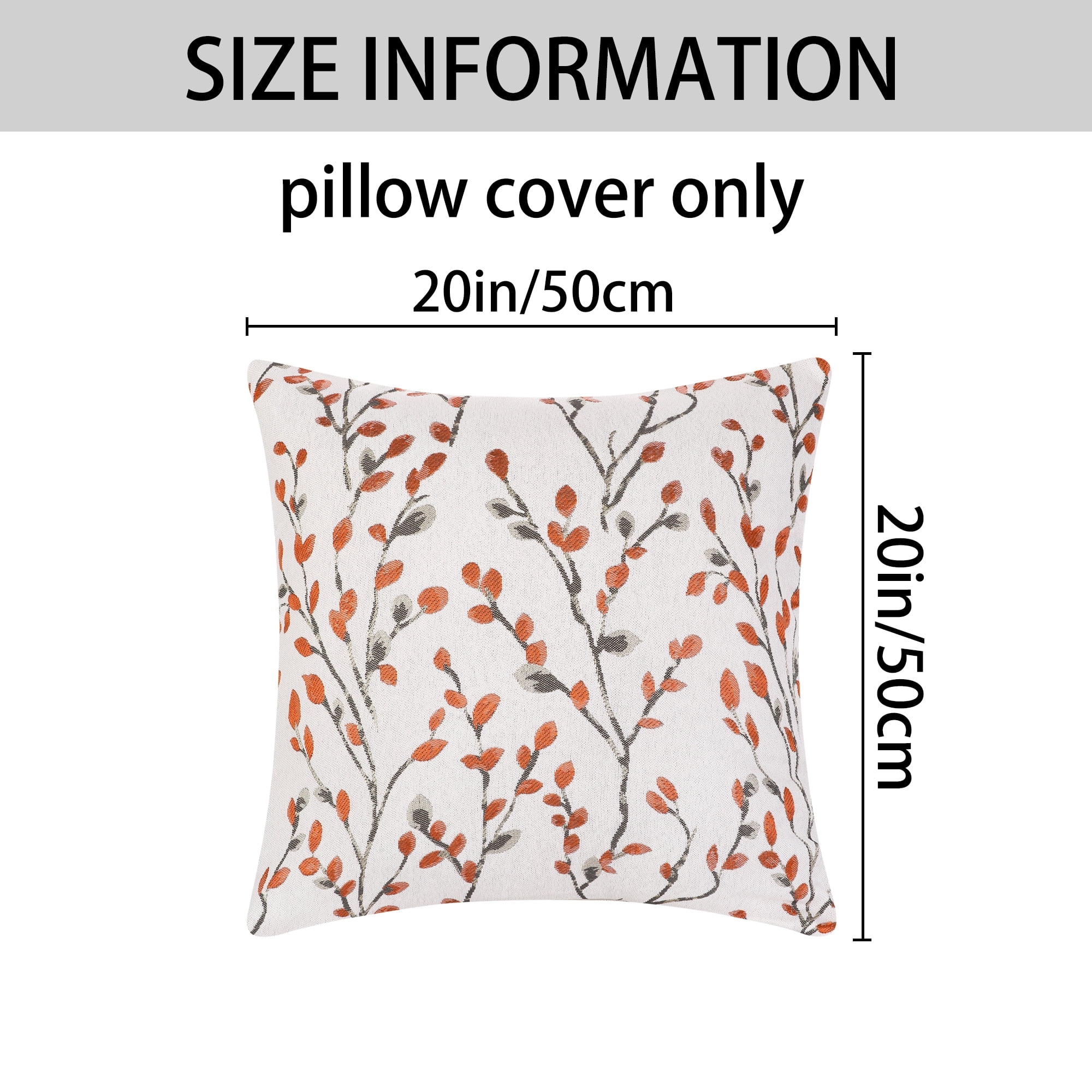 Unique Bargains Floral Pattern Decoration Throw Pillow Cover 2 Pcs Orange Flower 20" x 20"