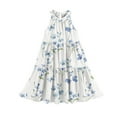 thumbnail image 6 of Abcomgle Girls Dresses Size 10-12 Casual Halter Neck Sleeveless Girls Dresses Floral Print A-line Sundresses Beach Swing Dresses 13-14 Years,Light Blue, 6 of 7