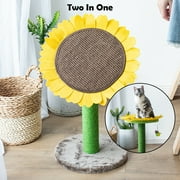 Catry Sunflower Natural 24" Flower with Leaves and Petals Scratcher Cat Tree Transformable Adjustable Multi-functional Cat Bed Sisal Jute Scratching Post with Free Cat Teaser as Bonus