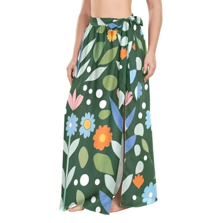 FORMRS Beach Sarong for Women Semi-Sheer Wrap Skirt Swimsuit Cover Up  Flourish Flowers Pattern