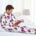 thumbnail image 6 of Salouo Orchids Flowers Print Button-Front Long Sleeve Pajama Set for Men, Soft 2Pjs Men's Long Sleeve Sleepwear-X-Large, 6 of 7
