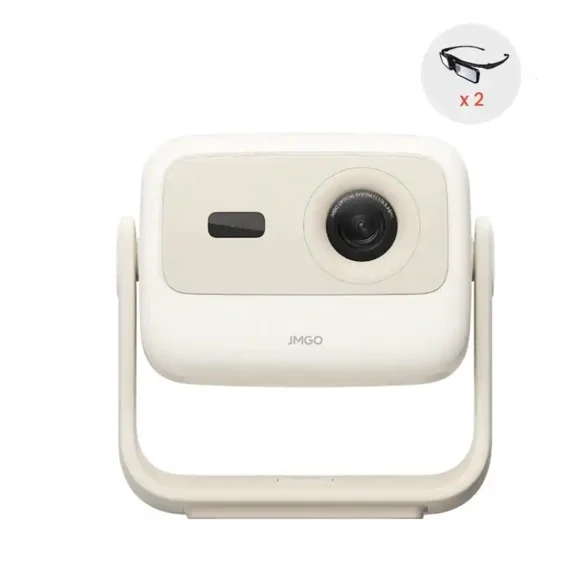 JmGO - N1S Nano Mini Portable Projector 200" Google TV Netflix Dual Speakers Dolby Audio Projector with 3D Glasses - Creamy