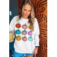 thumbnail image 4 of Casual Long Sleeve Crew Neck Sweatshirt - Beige with Pumpkin Print, 4 of 12