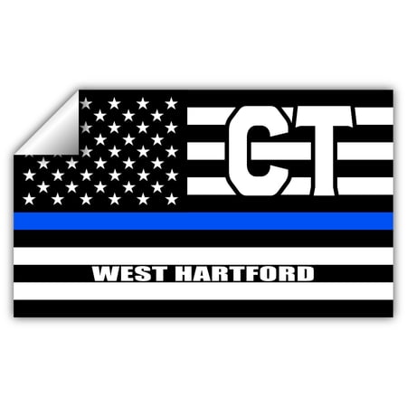 West Hartford CT Connecticut Hartford County Thin Blue Line Stealthy USA Flag - Honoring Law Enforcement Officers Flags - Blue Lives Matter Euro Decal Bumper Sticker 3M Vinyl 3" x 5"