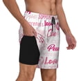 thumbnail image 2 of Kdxio Breast Cancer Pink Ribbons Awareness (2) Print Mens Swim Shorts with Mesh Lining, Breathable and Quick-Drying, Adjustable Waist, Privacy Pocket-Small, 2 of 6