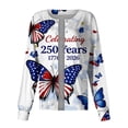 thumbnail image 4 of 4th Of July Scrub Shirts for Women US 250 Anniverasry Funny Red Blue and White Flag Floral Printed Working Jacket Scrubs Working Nurse Uniforms with Pockets, 4 of 5