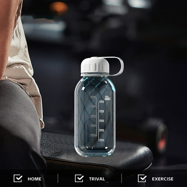 mfyjkho Botella de agua deportiva a prueba de fugas con asa|Vaso de gimnasio de gran capacidad de 800 ml para fitness|yoga|ejercicio|Negro|azul|blanco|Material plástico|20 x 8 cm/7,87 x 3,15 pulgadas
