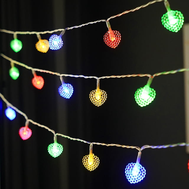 Fiudx Luces Led de Corazón, Cadena a Pilas, Brillo Suave y Cálido, Decoración para Interiores y Exteriores, Ideal para San Valentín, Bodas y Aniversarios, Cadena de 1,5 M con 10 Bombillas.