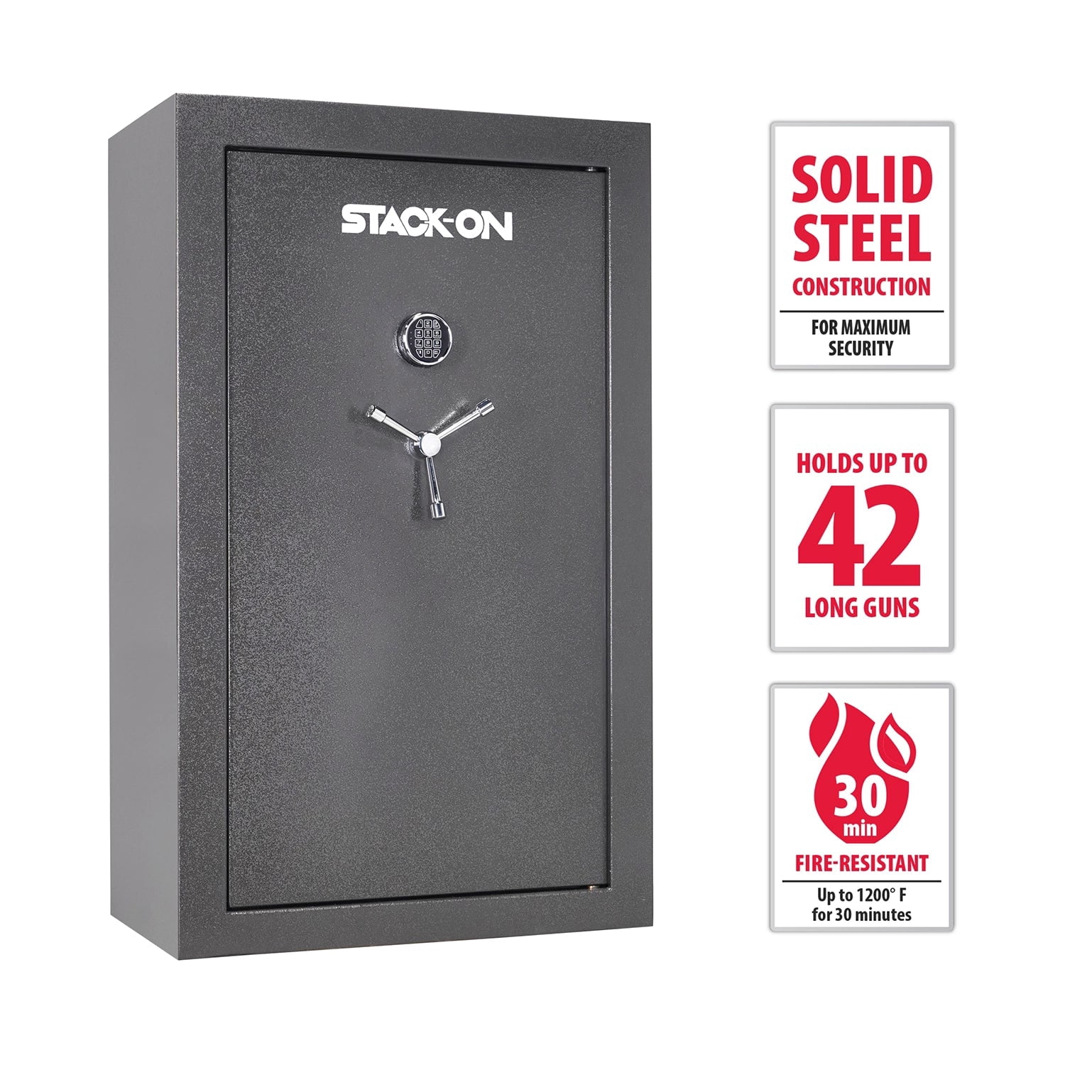 Stack-On 52-Gun Fireproof Gun Safe with Electronic Lock – 30 Min Fire Rating