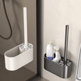 thumbnail image 1 of Cepillo de inodoro de acero inoxidable con mango largo - Limpiador compacto moderno para limpieza de baños, beige, 1 of 7