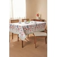 thumbnail image 3 of Seja-como-Flor White Printed tablecloth with wildflowers in shades of pink and blue with a patterned light green border, 3 of 9