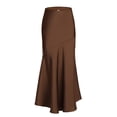 thumbnail image 2 of LYMAYTER Women Fishtail Skirts High Waist Wrap Maxi Skirt Elegant Satin A Line Length Skirts S-XL, 2 of 9