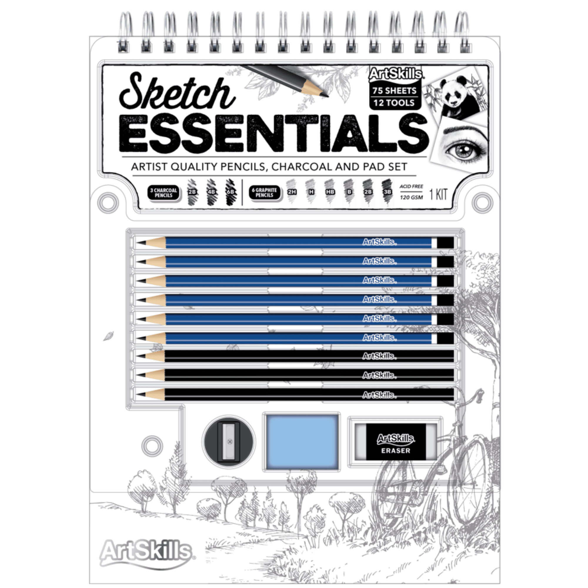 ArtSkills Charcoal Pencil Sketch Kit, Drawing Set for Unisex Children