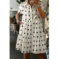 thumbnail image 3 of Women's White Polka Dot Print Short Sleeve Collared Buttoned Tiered Babydoll Dress | [ZhiHiMeRi] | (US 12-14)L, 3 of 12