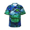 thumbnail image 1 of Fotbe Colorful Stained Glass Crocodile Camisa Hawaiana para Hombre Unisex – Camisa Casual de Verano con Botones de Manga Corta de Algodón y Lino,Medium, 1 of 7