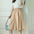 thumbnail image 4 of ShomPort Flowy Culottes Shorts for Women Pleated Boho Elastic High Waist Summer Dressy Capri Pant with Pockets, 4 of 6
