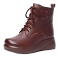 thumbnail image 2 of Teissuly Women's Retro Elastic Ankle Boots Fashion Mid Heel Round Toe Mid Heeled Zipper Shoes Teissuly WER202312145663, 2 of 6