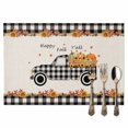 thumbnail image 2 of Thanksgiving Pumpkin Truck Placemats Set of 2 Fall Harvest Sunflower Heat Insulated Linen Place Mats, Washable Stain-Proof Table Mats for Dining Tables Holiday Decor 13x19inch, 2 of 9