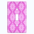 thumbnail image 2 of Metal Light Switch Plate Outlet Cover (Damask Ornament Symbo Pink Pattern - Single Toggle), 2 of 2