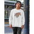 thumbnail image 2 of Wild Cat Design Sweatshirt Men - Men Sweatshirt, White, Large, 2 of 4