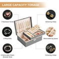 thumbnail image 4 of Gogcaro Gray Jewelry Box 2 Layer Jewelry Box 10.4 x 7.7 x 3.9 Inches Jewelry Organizer Tray for Earrings Bracelets Rings Watches (Gray), 4 of 7