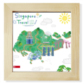 thumbnail image 1 of Singapore Travel Map Art Deco Fashion Square Picture Frame Wall Tabletop Display, 1 of 3