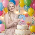 thumbnail image 6 of Birthday Number Candle, Blue Purple Striped Party Celebration Wax Insert, Festive Cake Topper Pick for Anniversary Event Table Display, 6 of 6