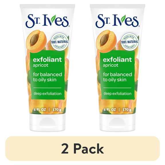 (2 pack) St. Ives Fresh Skin Exfoliating Face Scrub, Apricot Facial Exfoliator 6 oz