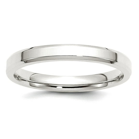 925 Sterling Silver Polished Beveled Edge 3mm Bevel Edge Size 8 Band Ring Ring for Women and Men