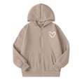 thumbnail image 4 of BLVB Boys Girls Zip up Hoodies Teen Full-Zip Heart Graphic Sweatshirts Jacket Casual Fall Outwear with Pocket(Khaki,7-8 Years), 4 of 8