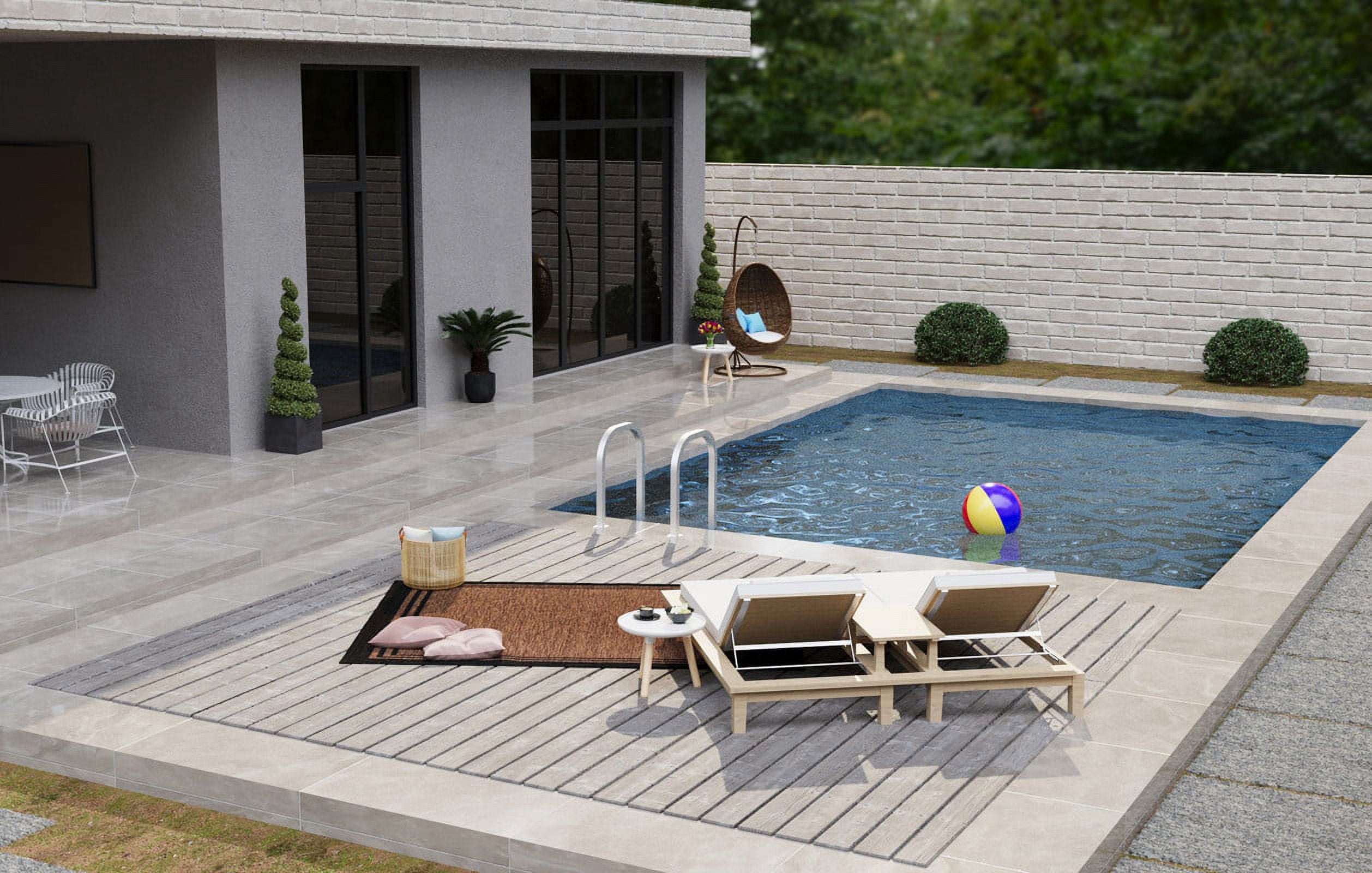Beverly Rug Indoor/Outdoor Area Rugs, Waterproof Patio Porch Garden Carpet, Gold Brown, 6'x9'