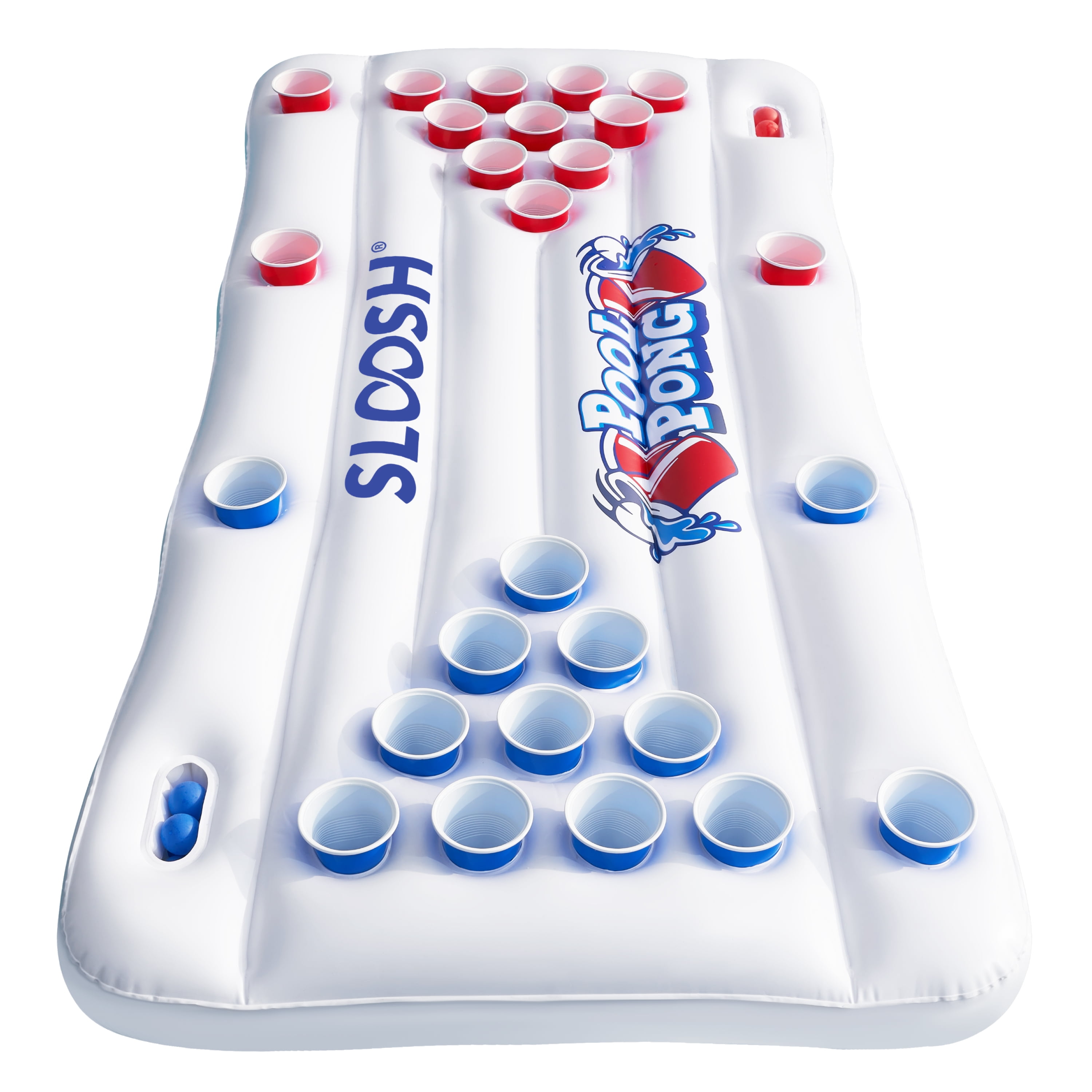Joyfy Inflatable Pool Bars Cooler, Inflatable Cooler Inflatable Pong Table Pool Games for Adults,6x3 FT with 10 Pong Balls and Cup Holders (No Cups Included)