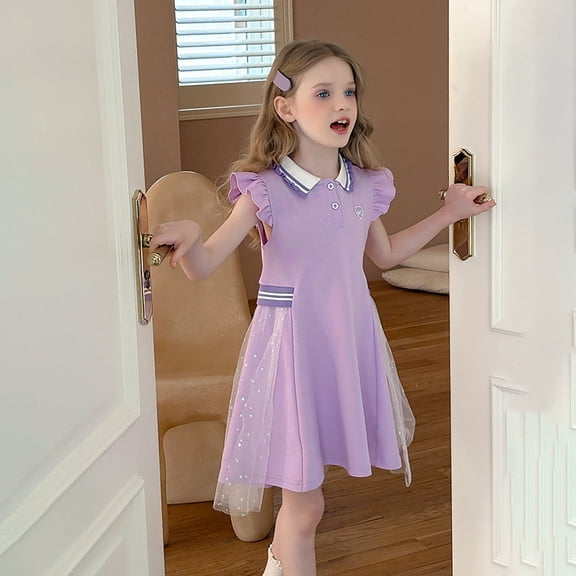Easter Dresses Flower Prints Princess Dress Long Summer Dress for Girls Teens Fashion Design Summer Dress (Purple,10-11 Years)