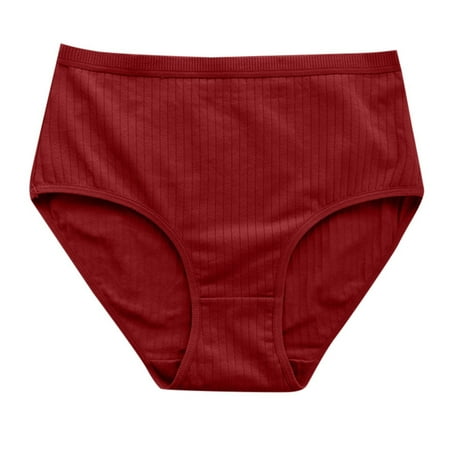YHGFVOKJ Womens Underwear High Waist Solid Color Soft Breathable Panties Lifting Belly Controlling Large Size Briefs Thongs Panty for Women Red XXL