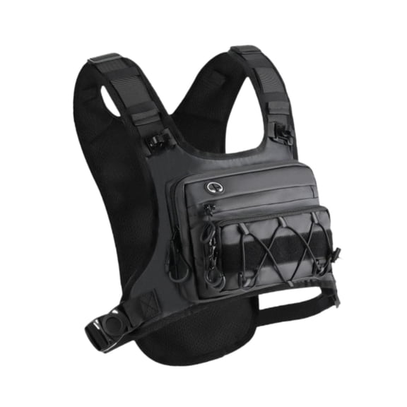 Outdoor Chest Bag Vest Pack Zipper Nylon Waterproof Adjustable Strap for Adults Hiking Travel Running