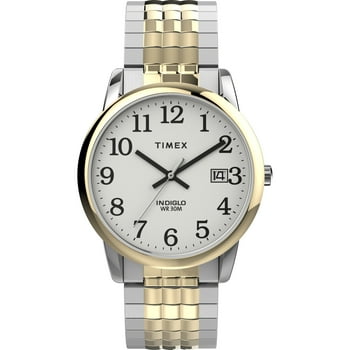 Timex Men's Easy Reader Two-Tone/White 35mm Perfect Fit Casual Watch, Expansion Band