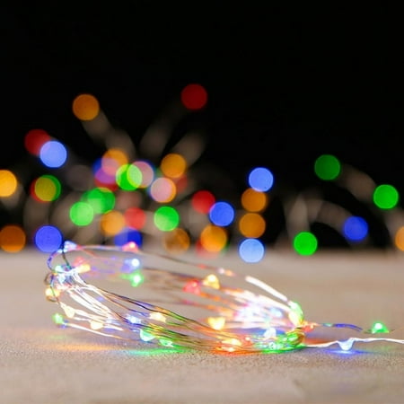 Timers For Indoor Christmas Lights Raz Imports 00400 - 40 Light 10' Silver Wire Multi-Color Battery Operated Indoor LED Micro Miniature Christmas Light String Set with Timer ()