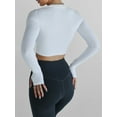 thumbnail image 5 of Biekopu Women Cropped Workout Tops Solid Color Thumb Hole Long Sleeve Yoga Athletic Shirt for Sports Gym Running Activewear, 5 of 6