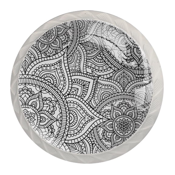 4 Pcs Ethnic Mandala Boho Knobs for Kitchen Cabinet Cupboard Dresser Bookcase Drawer Pulls Handles Round Home Decor